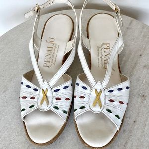 Vintage Penaljo White Leather Sandals